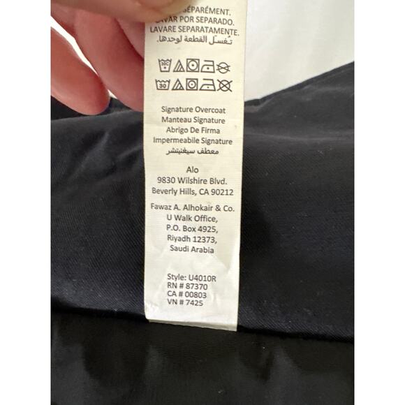 ALO YOGA Signature Overcoat Jacket Style U4010R Black Size XL - Picture 6 of 8